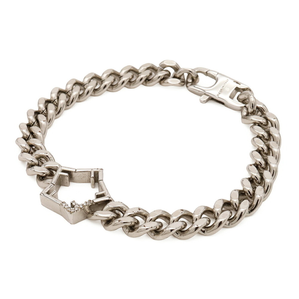 FENDI Silver Zircon Charm Bracelet